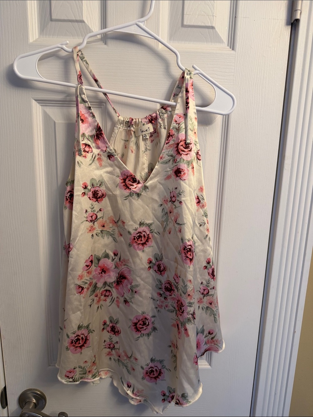 Love J Cream Floral V-Neck Spaghetti Strap Cami